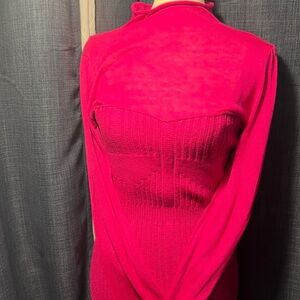 Anthropologie Long Sleeve Fuchsia Knit Dress NWT